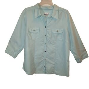 Croft-n-Barrow XL button down pariwinkle blue suede look dress shirt. 7021